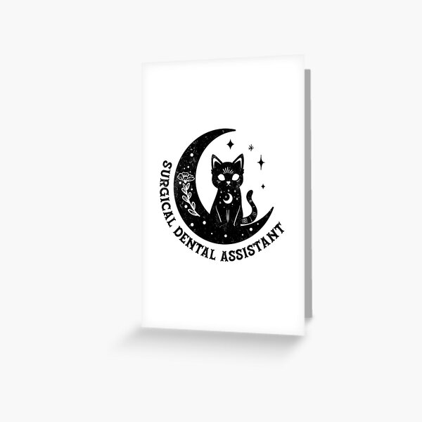 Surgical Dental Assistant - Magical Cat On Moon Design Greeting Card