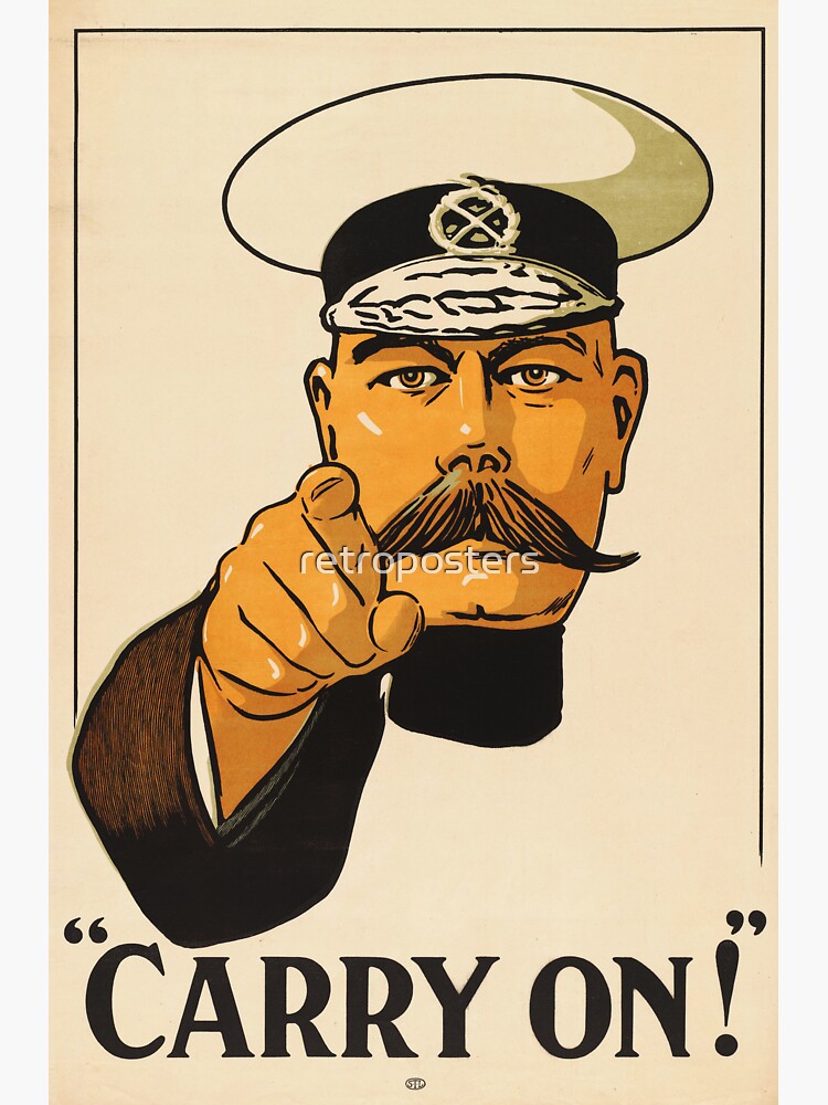 Sticker « POURSUIVRE! Lord Kitchener 1915 Art de l'affiche de ...