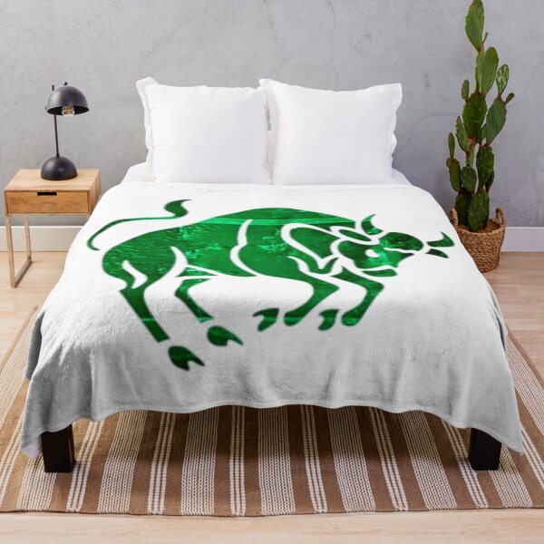 Item preview, Taurus Zodiac Symbol Silhouette Design With May Birthstone Emerald Background designed and sold by TacoRose.