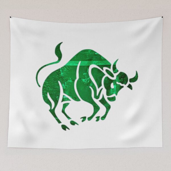 Item preview, Taurus Zodiac Symbol Silhouette Design With May Birthstone Emerald Background  designed and sold by TacoRose.