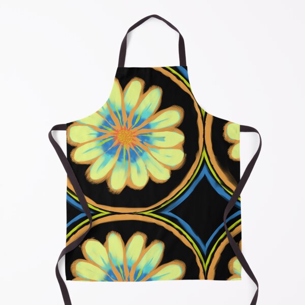 Item preview, Fun yellow flower on a black background designed and sold by Mary Jane Lange.
