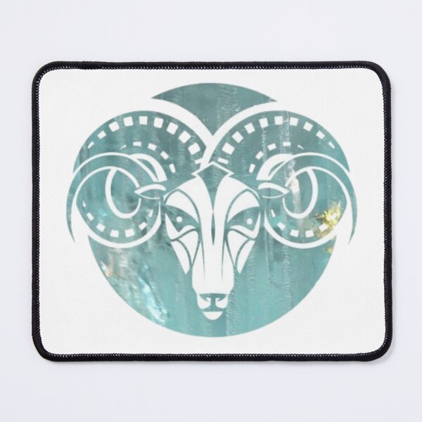 Item preview, Aries Zodiac Symbol Silhouette Design With March Birthstone Aquamarine Background designed and sold by TacoRose.
