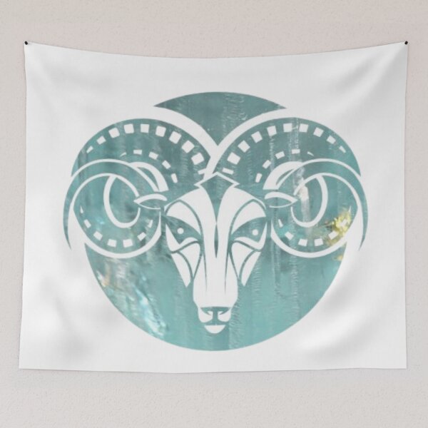 Item preview, Aries Zodiac Symbol Silhouette Design With March Birthstone Aquamarine Background  designed and sold by TacoRose.