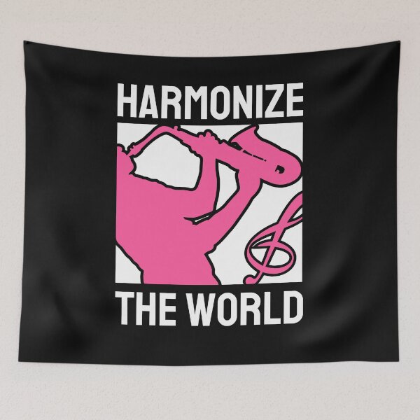 Item preview, Harmonize the World, music, harmonize, harmony, apparel, black, bubble, chorus, clef, compose, guitar, heart, melody, singing, a cappella, adelines, designed and sold by NAZIMNADIR.