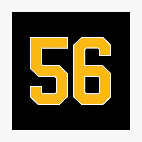 Aperçu de l'œuvre Maillot de sport porte-bonheur numéro 56 jaune cinquante-six créée et vendue par HeavyStyle.