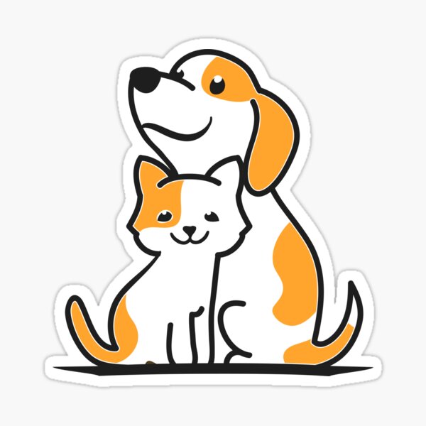 "Orange Cat And Dog" Sticker by ItsGFX Redbubble