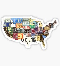 USA vintage license plates map Sticker