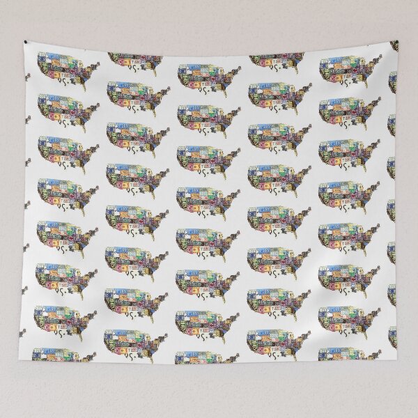 Item preview, USA vintage license plates map designed and sold by surgedesigns.