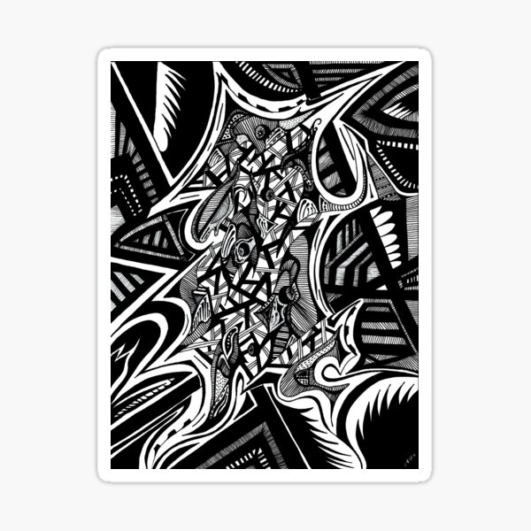 Design abstrait noir et blanc n°1 Sticker