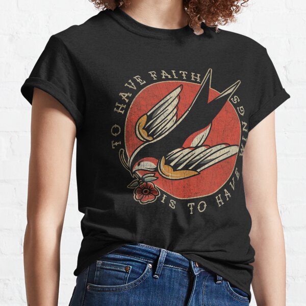 Item preview, To Have Faith is to Have Wings, Old School, Vintage Swallow Tattoo Design designed and sold by Proverbial Wisdom Design.