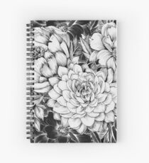 Dahlias & Peonies Black Spiral Notebook