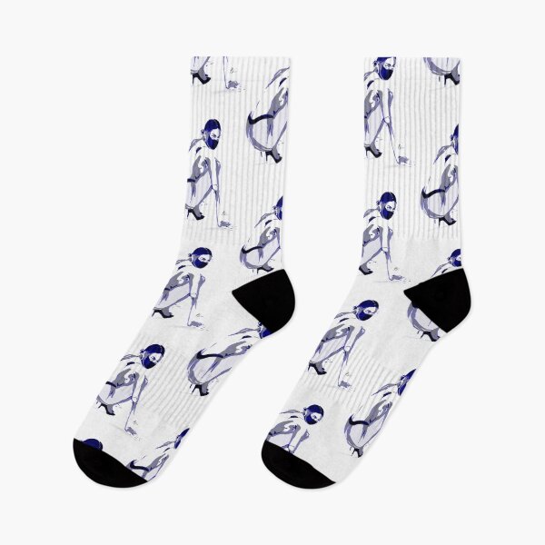 Item preview, Girl in facemask and leggings sitting designed and sold by Rickard Bengtsson.