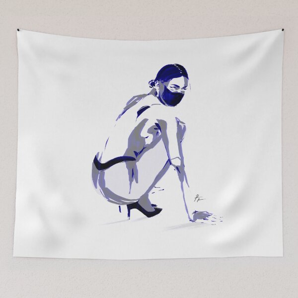 Item preview, Girl in facemask and leggings sitting designed and sold by Rickard Bengtsson.