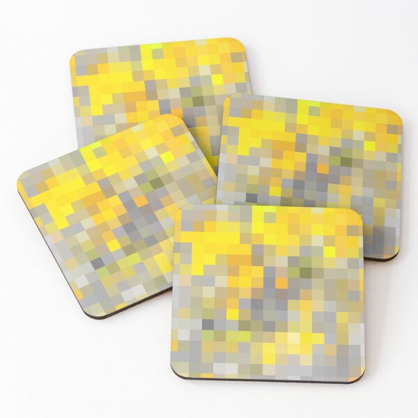 Item preview, geometric pixel square pattern abstract background in yellow black designed and sold by Mrvell.