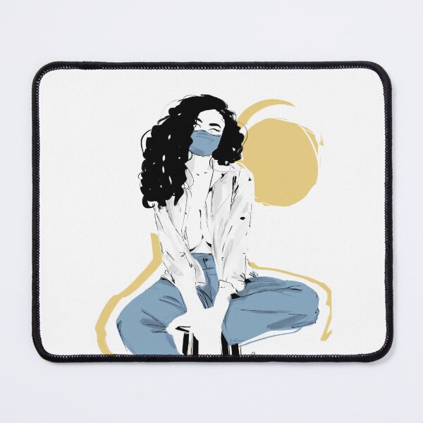Item preview, Curly hair woman in jeans and shirt on chair designed and sold by Rickard Bengtsson.