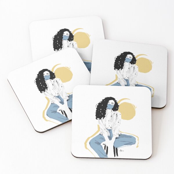 Item preview, Curly hair woman in jeans and shirt on chair designed and sold by Rickard Bengtsson.