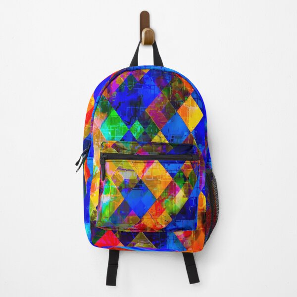 Item preview, geometric pixel square pattern abstract background in blue red designed and sold by Mrvell.
