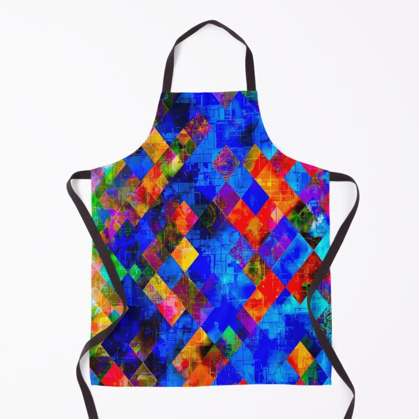 Item preview, geometric pixel square pattern abstract background in blue red designed and sold by Mrvell.