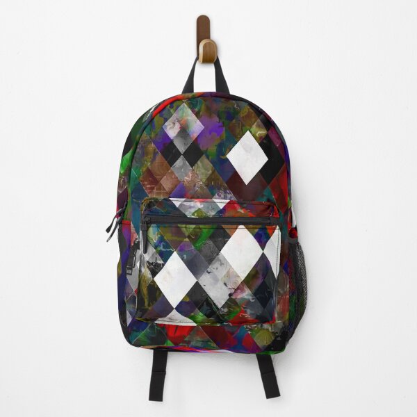 Item preview, geometric pixel square pattern abstract background in red blue green designed and sold by Mrvell.