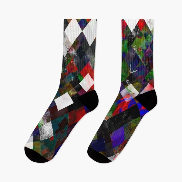 Item preview, geometric pixel square pattern abstract background in red blue green designed and sold by Mrvell.