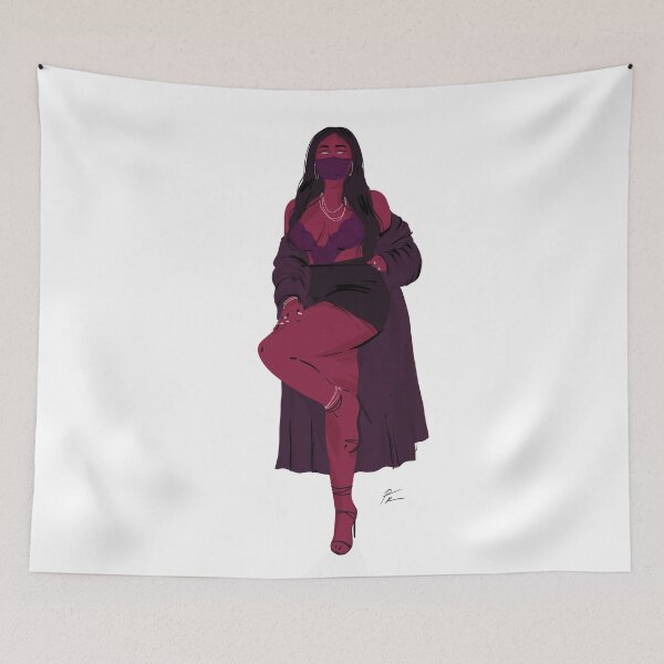 Item preview, Curvy girl in a robe standing on one leg designed and sold by Rickard Bengtsson.