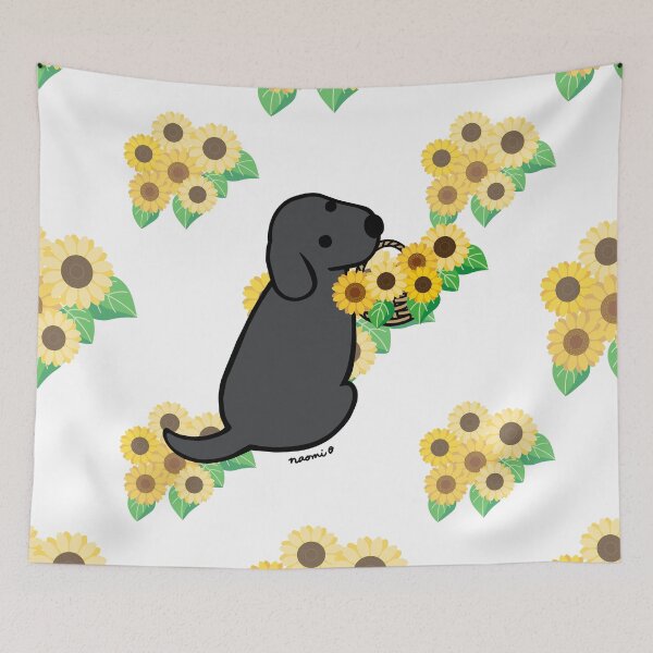 Item preview, Black Labrador and Sunflower Basket designed and sold by HappyLabradors.