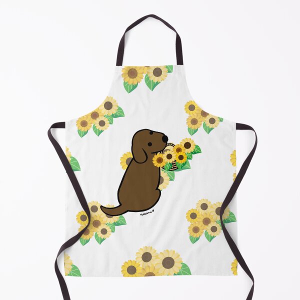 Item preview, Chocolate Labrador and Sunflower Basket designed and sold by HappyLabradors.