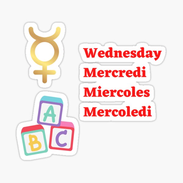 Wednesday miercoles English to Spanish Stickers