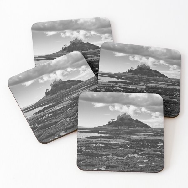 Item preview, St Michaels Mount from the rocks in monochrome designed and sold by Ann Biddlecombe.