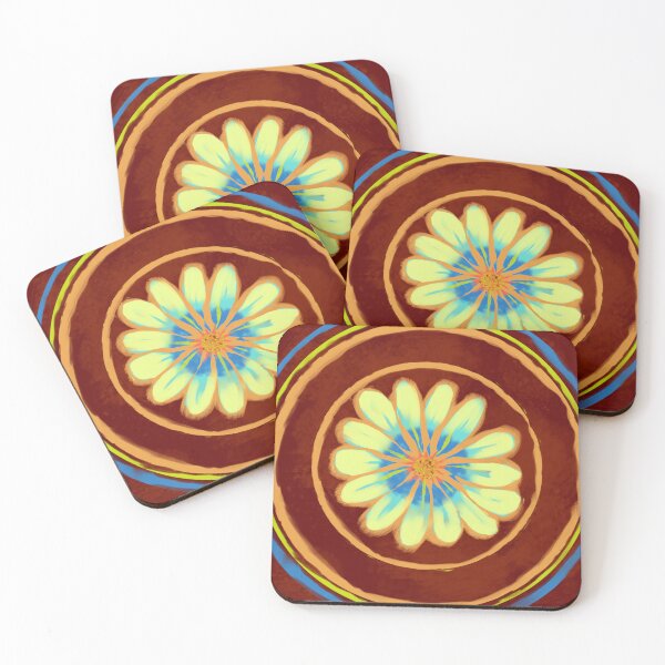 Item preview, Round red flower with blue and yellow designed and sold by Mary Jane Lange.