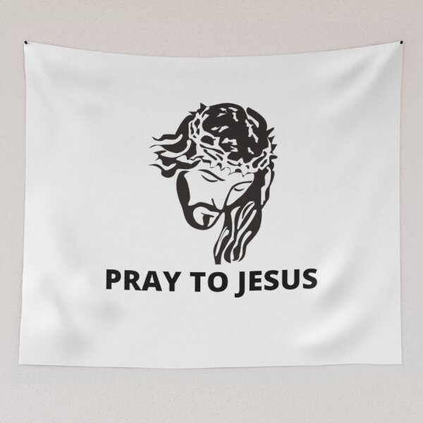Item preview,  Pray to Jesus-Jesus christ-black and white graphic-simple text designed and sold by PacePoint.