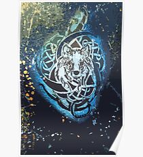 Water Space Wolf Poster