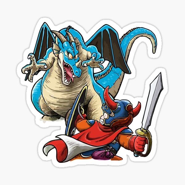 Drachenkrieger Held gegen Drachen - Dragon Quest Sticker