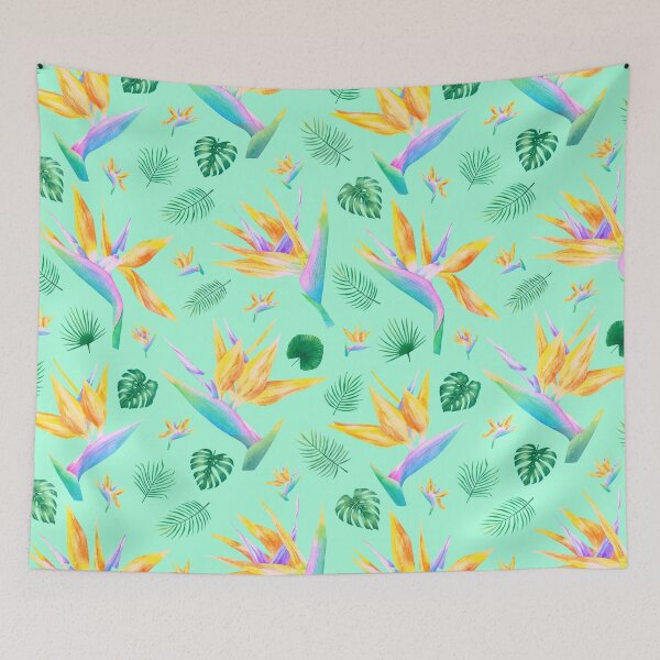 Item preview, Bird of Paradise Flower | Strelitzia Watercolor Flowers | Pastel Colored Floral Patterns designed and sold by AurayaStudio.