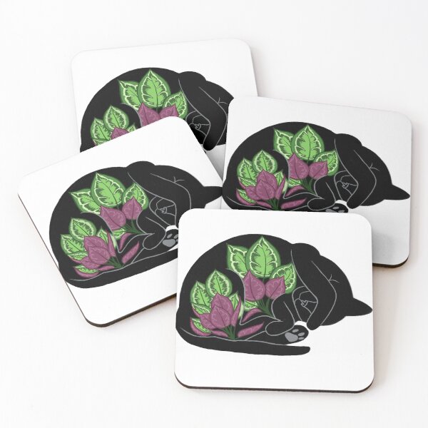 Item preview, Sleeping cat with calathea medallion designed and sold by Elirobyn.