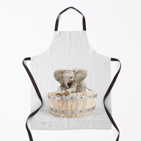 Item preview, Baby Elephant in Wooden Bathtub Print, Baby Elephant Bathing, Animals in Bathtub Art by Synplus designed and sold by synplus.