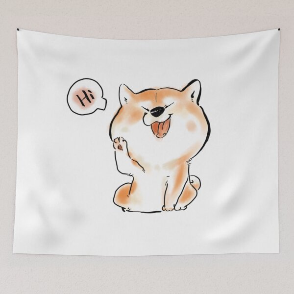 Item preview, Shiba Inu waving Hi designed and sold by rodentpad.