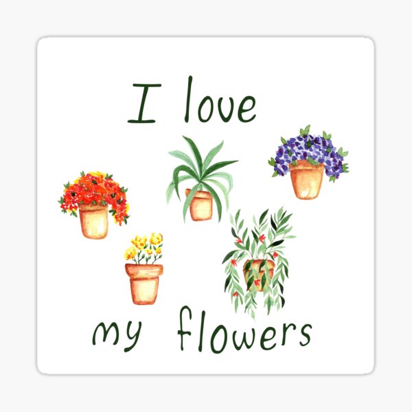 " I love my flowers" Sticker for Sale by TasseCreative Redbubble