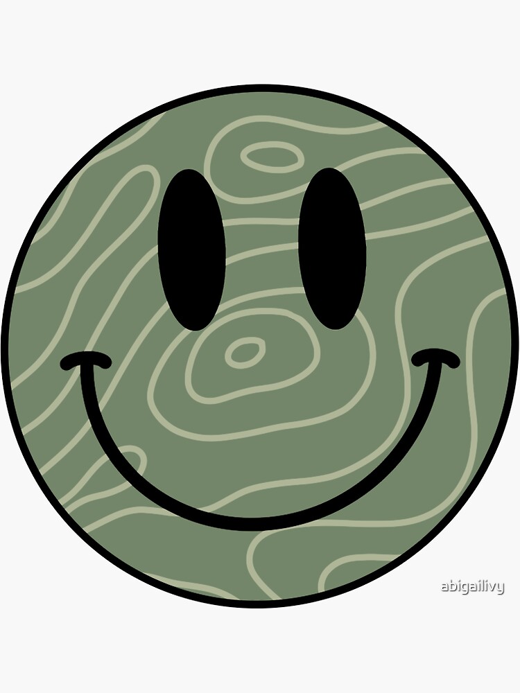 "sage green swirl smiley face" Sticker by abigailivy Redbubble