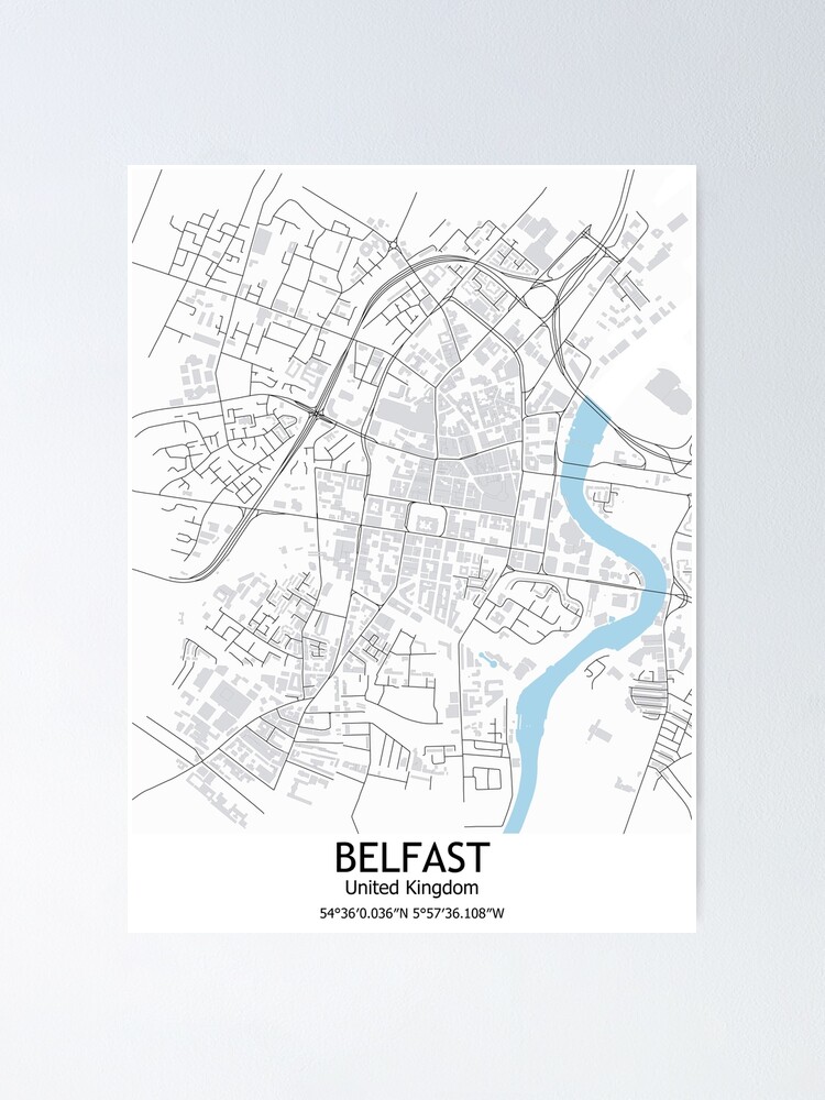 Belfast City Map Northern Ireland United Kingdom Minimalist Map   Fposter,small,wall Texture,product,750x1000 