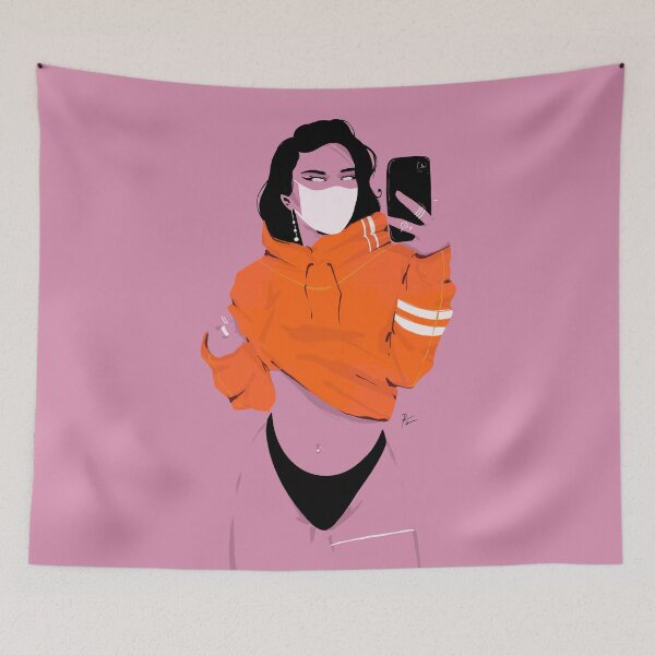 Item preview, Orange hoodie selfie designed and sold by Rickard Bengtsson.