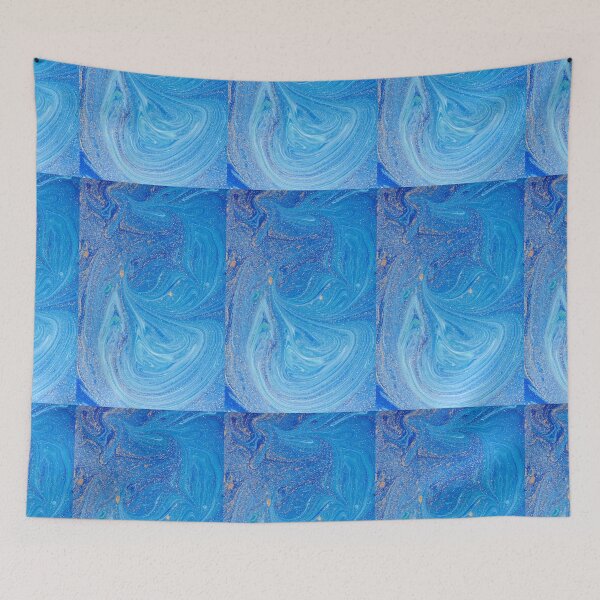 Item preview, Turquoise Blue & Gold Liquid Marble Watercolor Art designed and sold by newburyboutique.