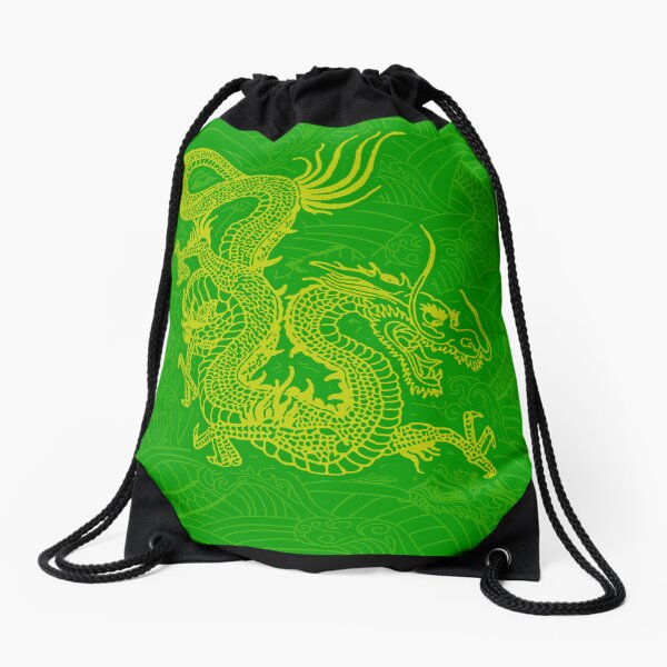 Aperçu de l'œuvre Motif Dragon Jaune Chinois / Fond Vert créée et vendue par EddieBalevo.