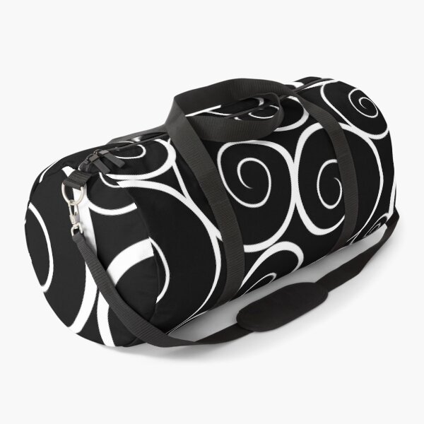 Item preview, White Over Black Abstract Line Art Flower Pattern designed and sold by LuDesign ⭐⭐⭐⭐⭐.
