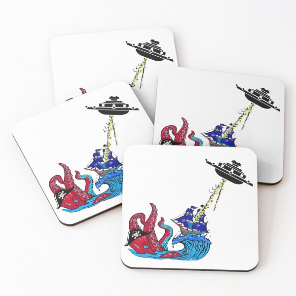 Item preview, Pirate Octopus Fighting a UFO designed and sold by Whitetailcrafts.
