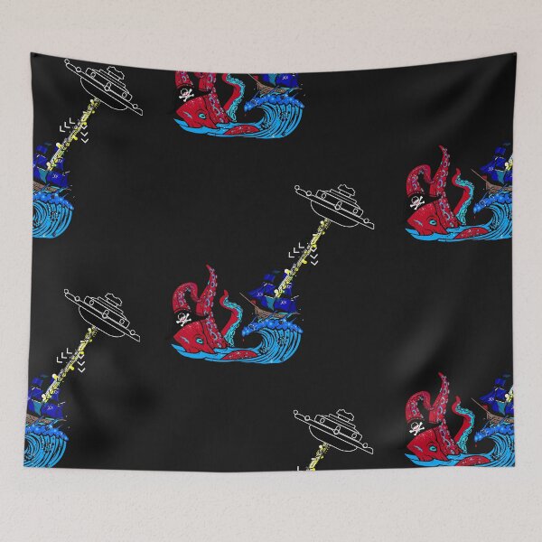 Item preview, Pirate Octopus Fighting a UFO designed and sold by Whitetailcrafts.