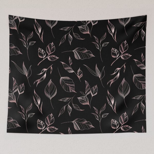 Item preview,  Rose Gold Leaves & Black | Floral and Glamour Seamless Pattern designed and sold by AurayaStudio.