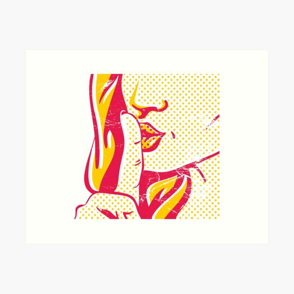 Shhh pop art girl, woman with finger on lips, silence gesture, shut up Art  Print for Sale by etraveler