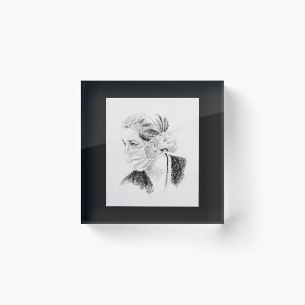 Nurse Cher - Drawing, by Adelaide Artist Avril Thomas - South Australian Artist Acrylic Block
