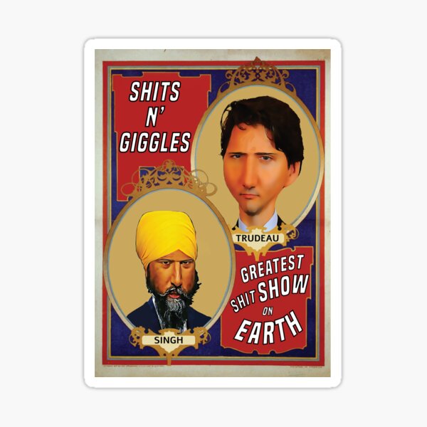 “Trudeau and Singh Circus - Political” Sticker for Sale by cartoon